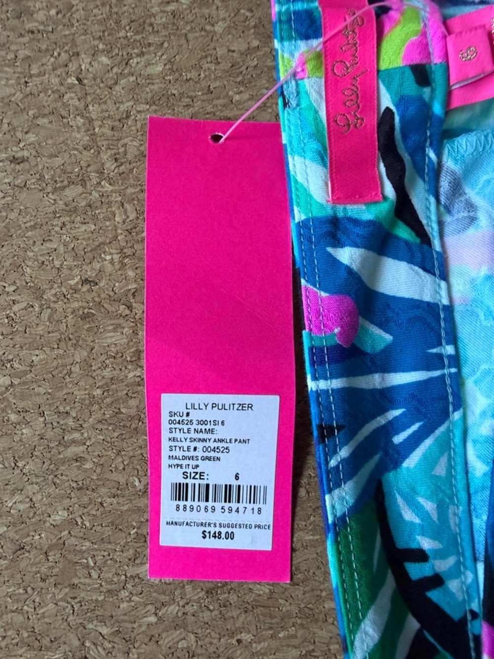Lilly Pulitzer Blue, Teal & Pink Tropical Kelly skinny ankle pants - Picture 3 of 8